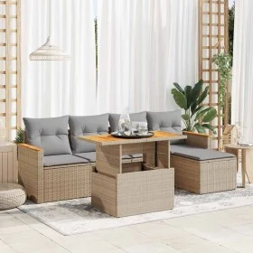 Set sofás jardín y cojines 6 pzas ratán sintético acacia beige von , Gartensets - Ref: Foro24-3327475, Preis: 407,15 €, Rabat...