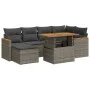Set sofás jardín y cojines 7 pzas ratán sintético acacia gris by , Garden sets - Ref: Foro24-3327511, Price: 454,78 €, Discou...