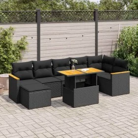Set sofás jardín y cojines 8 pzas ratán sintético acacia negro von , Gartensets - Ref: Foro24-3327513, Preis: 542,72 €, Rabat...