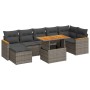 Set sofás jardín y cojines 8 pzas ratán sintético acacia gris de , Conjuntos de jardín - Ref: Foro24-3327518, Precio: 496,84 €