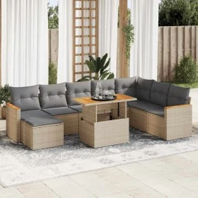 Set sofás jardín y cojines 9 pzas ratán sintético acacia beige von , Gartensets - Ref: Foro24-3327524, Preis: 584,67 €, Rabat...