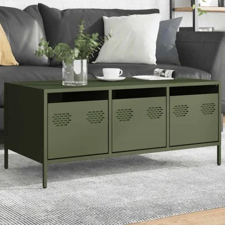 Mesa de centro acero laminado frío verde oliva 101,5x50x43,5 cm de , Mesas de centro - Ref: Foro24-851272, Precio: 110,55 €, ...