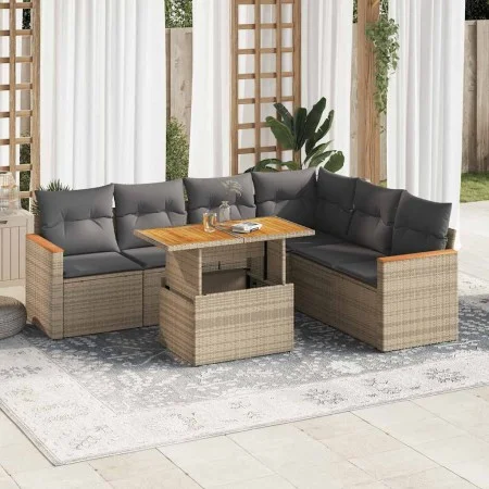 Set sofás jardín y cojines 7 pzas ratán sintético acacia beige von , Gartensets - Ref: Foro24-3327496, Preis: 493,27 €, Rabat...
