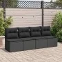 Set sofás jardín y cojines 4 pzas ratán sintético acacia negro by , Garden sets - Ref: Foro24-3325231, Price: 110,18 €, Disco...