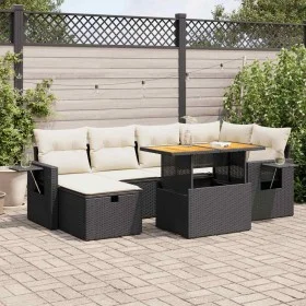 Set sofás jardín y cojines 8 pzas ratán sintético acacia negro by , Garden sets - Ref: Foro24-3328029, Price: 462,89 €, Disco...
