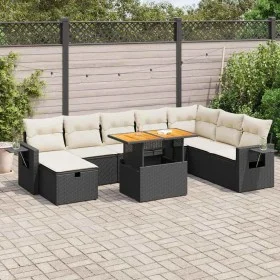 Set sofás jardín y cojines 9 pzas ratán sintético acacia negro by , Garden sets - Ref: Foro24-3328043, Price: 560,41 €, Disco...