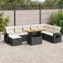 Set sofás jardín y cojines 9 pzas ratán sintético acacia negro by , Garden sets - Ref: Foro24-3328043, Price: 560,41 €, Disco...