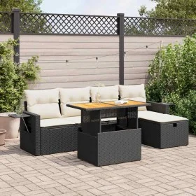 Set sofás jardín y cojines 6 pzas ratán sintético acacia negro von , Gartensets - Ref: Foro24-3328022, Preis: 389,79 €, Rabat...