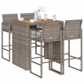 Set bar jardín sin cojines 5 pzas ratán sintético acacia gris von , Gartensets - Ref: Foro24-3328888, Preis: 497,58 €, Rabatt: %