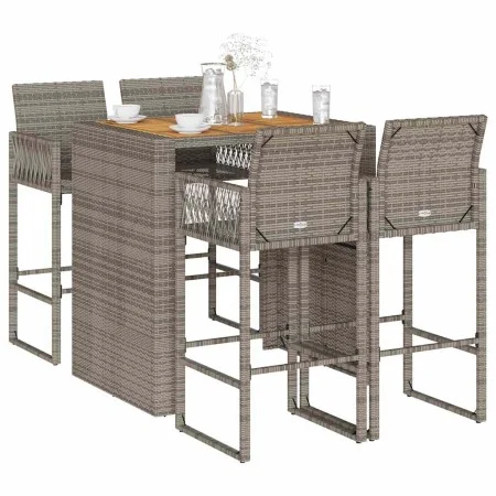 Set bar jardín sin cojines 5 pzas ratán sintético acacia gris by , Garden sets - Ref: Foro24-3328888, Price: 538,93 €, Discou...