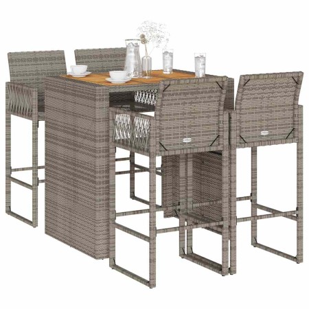 Set bar jardín sin cojines 5 pzas ratán sintético acacia gris von , Gartensets - Ref: Foro24-3328888, Preis: 497,58 €, Rabatt: %