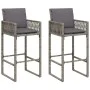 Set bar jardín con cojines 3 pzas ratán sintético acacia gris by , Garden sets - Ref: Foro24-3328897, Price: 420,63 €, Discou...