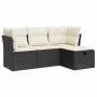 Juego de sofás jardín 4 pzas con cojines ratán sintético negro by , Garden sets - Ref: Foro24-3325252, Price: 243,32 €, Disco...