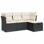 Juego de sofás jardín 4 pzas con cojines ratán sintético negro by , Garden sets - Ref: Foro24-3325252, Price: 245,91 €, Disco...