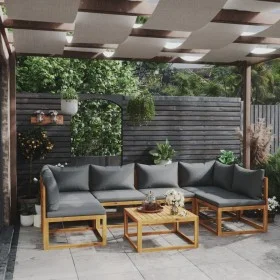 7-piece garden furniture set with cushions made of solid acacia wood by vidaXL, Garden sets - Ref: Foro24-3057622, Price: 732...