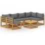 Muebles de jardín 7 pzas cojines madera maciza de acacia de vidaXL, Conjuntos de jardín - Ref: Foro24-3057622, Precio: 733,79...