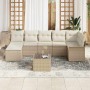 Conjunto de sofá de jardín con cojín 8 pcs Beige Poliratán