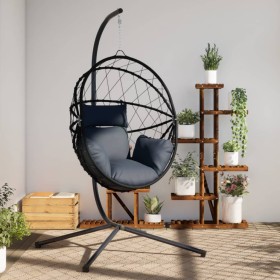 Silla colgante huevo con soporte ratán y acero antracita by , Garden rockers - Ref: Foro24-4007402, Price: 264,69 €, Discount: %