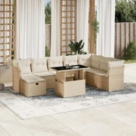Set de sofás de jardín 9 pzas con cojines ratán sintético beige by , Garden sets - Ref: Foro24-3274708, Price: 650,06 €, Disc...