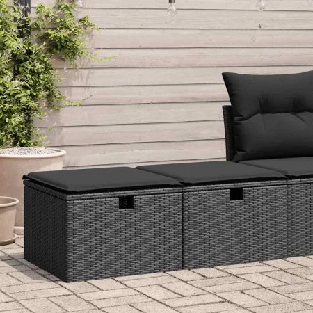 Set sofás jardín y cojines 2 pzas ratán sintético acacia negro by , Garden sets - Ref: Foro24-3328668, Price: 108,13 €, Disco...