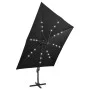 Ampelschirm mit Mast und schwarzen LED-Leuchten 300 cm von vidaXL, Sonnenschirme - Ref: Foro24-312348, Preis: 292,86 €, Rabat...