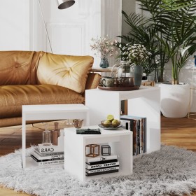 Mesas apilables 3 piezas madera contrachapada blanco de , Mesas auxiliares - Ref: Foro24-808576, Precio: 56,43 €, Descuento: %