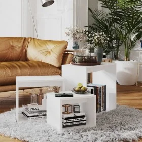 Mesas apilables 3 piezas madera contrachapada blanco by , Side tables - Ref: Foro24-808576, Price: 55,62 €, Discount: %