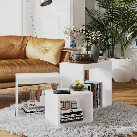 Mesas apilables 3 piezas madera contrachapada blanco by , Side tables - Ref: Foro24-808576, Price: 55,62 €, Discount: %