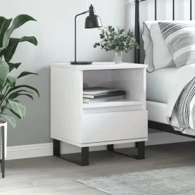 Mesita de noche madera contrachapada blanco brillo 40x35x50 cm by , Nightstands - Ref: Foro24-830640, Price: 57,20 €, Discoun...