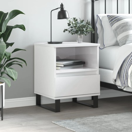 Mesita de noche madera contrachapada blanco brillo 40x35x50 cm de , Mesitas de noche - Ref: Foro24-830640, Precio: 59,76 €, D...