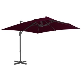 Cantilever parasol with burgundy red aluminum pole 300x300cm by vidaXL, Umbrellas - Ref: Foro24-312314, Price: 211,39 €, Disc...