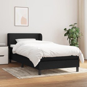 Cama box spring con colchón tela negro 90x200 cm en Camas y somieres | Comprar online en Foro24