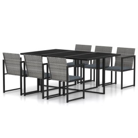 Garden dining set 7 pieces with gray synthetic rattan cushions by vidaXL, Garden sets - Ref: Foro24-313118, Price: 455,40 €, ...