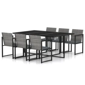 Garden dining set 7 pieces with gray synthetic rattan cushions by vidaXL, Garden sets - Ref: Foro24-313118, Price: 520,11 €, ...