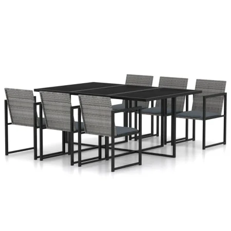 Garden dining set 7 pieces with gray synthetic rattan cushions by vidaXL, Garden sets - Ref: Foro24-313118, Price: 520,11 €, ...