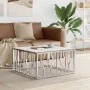 Mesa de centro acero inoxidable y vidrio plateado 80x80x40 cm de , Mesas de centro - Ref: Foro24-350059, Precio: 194,05 €, De...