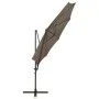 Cantilever umbrella with taupe gray post and 300 cm LED lights by vidaXL, Umbrellas - Ref: Foro24-312339, Price: 87,11 €, Dis...