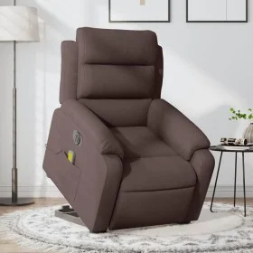 Sillón masaje eléctrico reclinable elevable tela marrón oscuro by , Armchairs - Ref: Foro24-3205021, Price: 381,08 €, Discoun...