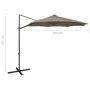 Cantilever umbrella with taupe gray post and 300 cm LED lights by vidaXL, Umbrellas - Ref: Foro24-312339, Price: 87,11 €, Dis...