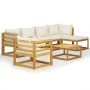 Gartenmöbel 7 Stück cremefarbene Kissen aus massivem Akazienholz von vidaXL, Gartensets - Ref: Foro24-3057637, Preis: 751,36 ...