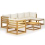Gartenmöbel 7 Stück cremefarbene Kissen aus massivem Akazienholz von vidaXL, Gartensets - Ref: Foro24-3057637, Preis: 726,73 ...