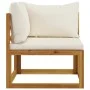 3-seater garden sofa with cream-colored solid acacia wood cushion by vidaXL, Garden sets - Ref: Foro24-3057638, Price: 324,23...