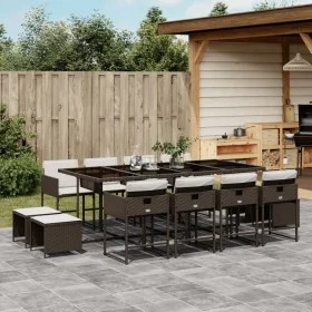 Set muebles de jardín 13 pzas y cojines ratán sintético marrón by , Garden sets - Ref: Foro24-3211341, Price: 721,99 €, Disco...