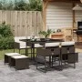 Set comedor para jardín 9 pzas y cojines ratán sintético marrón von , Gartensets - Ref: Foro24-3211317, Preis: 380,04 €, Raba...