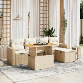 Juego de sofás jardín con cojines 6 pzas ratán sintético beige by , Garden sets - Ref: Foro24-3275585, Price: 439,53 €, Disco...