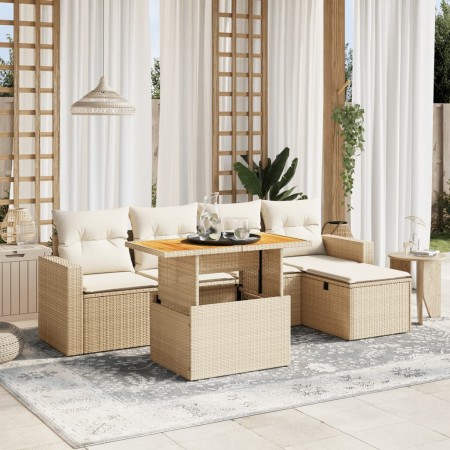 Juego de sofás jardín con cojines 6 pzas ratán sintético beige von , Gartensets - Ref: Foro24-3275585, Preis: 415,77 €, Rabat...