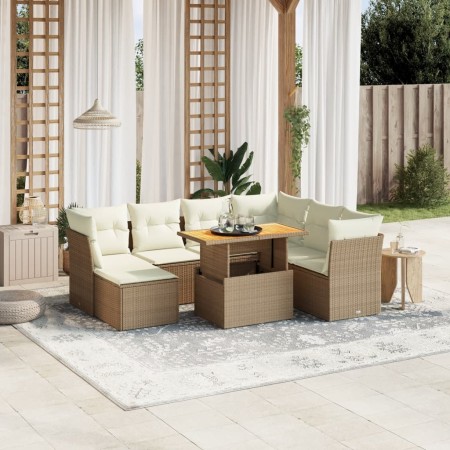 Juego de sofás de jardín con cojines beige 8 pzas ratán PE by , Garden sets - Ref: Foro24-3275494, Price: 551,06 €, Discount: %