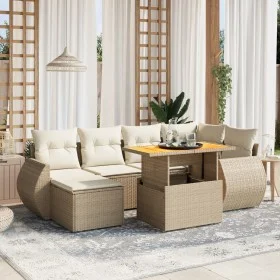 Set sofás de jardín 7 piezas y cojines ratán sintético beige von , Gartensets - Ref: Foro24-3275816, Preis: 580,09 €, Rabatt: %