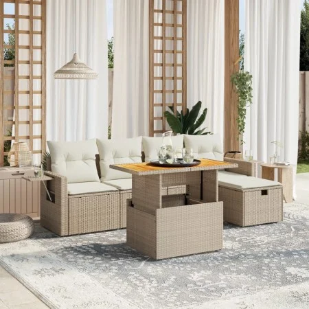 Juego de sofás jardín con cojines 6 pzas ratán sintético beige by , Garden sets - Ref: Foro24-3275697, Price: 444,70 €, Disco...