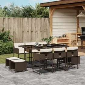 Set comedor de jardín 11 pzas y cojines ratán sintético marrón by , Garden sets - Ref: Foro24-3211329, Price: 521,23 €, Disco...